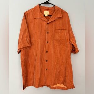 Joseph & Feiss Men's Light Orange 100% Silk Shirt Button Down Textured Size XL